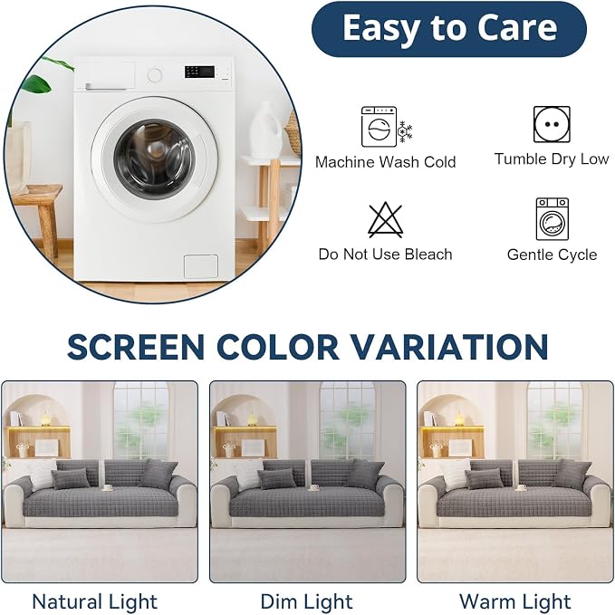 OstepDecor Pet Couch Covers for Sofa, Soft Sofa Covers Washable | Non Slip Dog Couch Protector, Pet Hair, Dirt & Wear Protection, Fits Sofas, Loveseats & Sectionals, 35.4" x 63", Dark Grey - Image 8