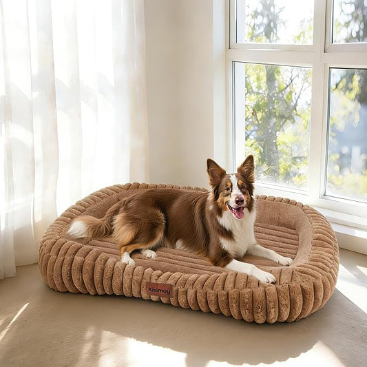 Orthopedic Dog Bed, Hip & Joint Support Extra Large Dog Crate Pad | 43L x 31W x 5.5H, Egg-Crate Memory Foam, Washable Cover, Low Front Entry, Non-Slip Bottom, XXL Dog Bed, Brown by Unknown