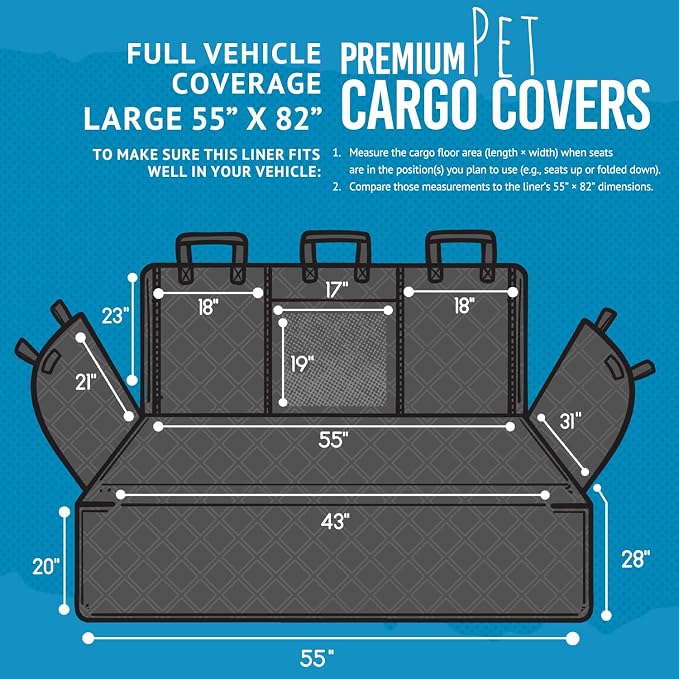Bulldogology SUV Cargo Liner for Dogs 55"x82" Heavy Duty Complete Pet Trunk Cargo Cover Area - Trunk Cover Car Protector for Dogs Waterproof Nonslip Mat - Dog Cargo Liner SUVs Vans Cars (Large, Black) - Image 7