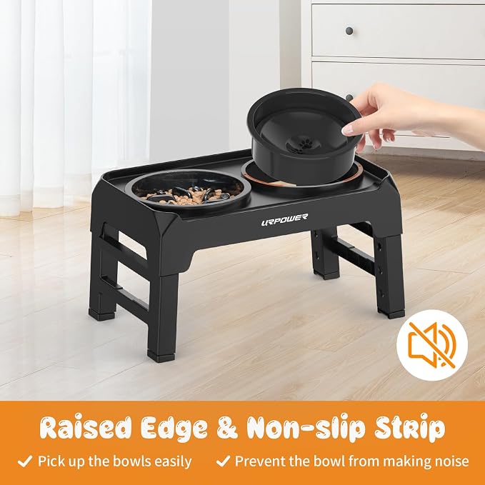 URPOWER Raised Dog Bowls 4 Height Adjustable Elevated Bowl Stand | Stainless Steel Water Bowl Non-Slip Dog Food Bowls Stand for Small Medium Large Dogs and Pets - Image 6
