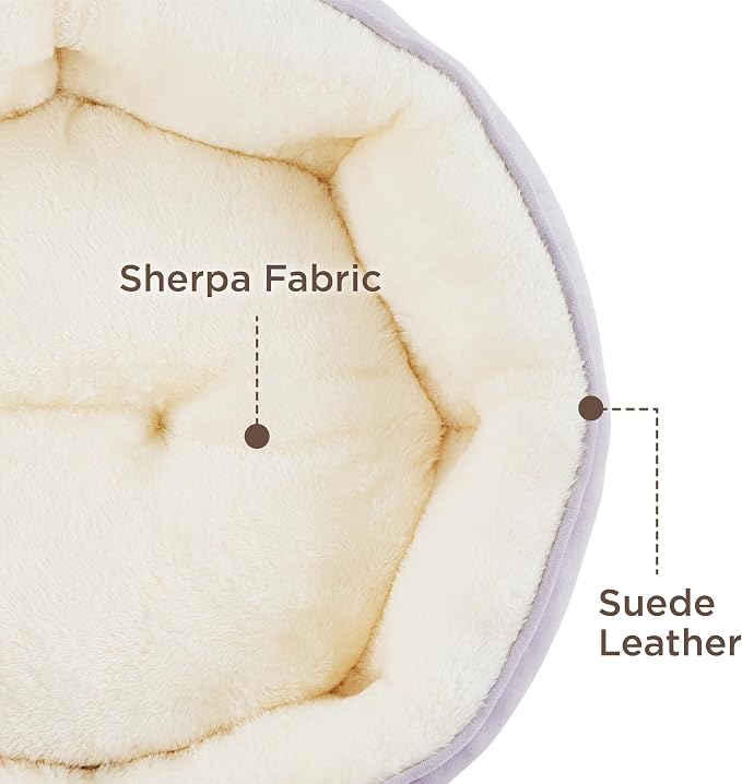 Bedsure Dog Beds for Small Dogs - Round Cat Beds for Indoor Cats, Washable Pet Bed for Puppy and Kitten with Slip-Resistant Bottom, 25 Inches, Misty Lilac | Azure Lilac Soft Plush Pet Bed,Dog Beds for Small Dogs for Puppy and Kittens,Anti-Slip Bottom,E... - Image 3