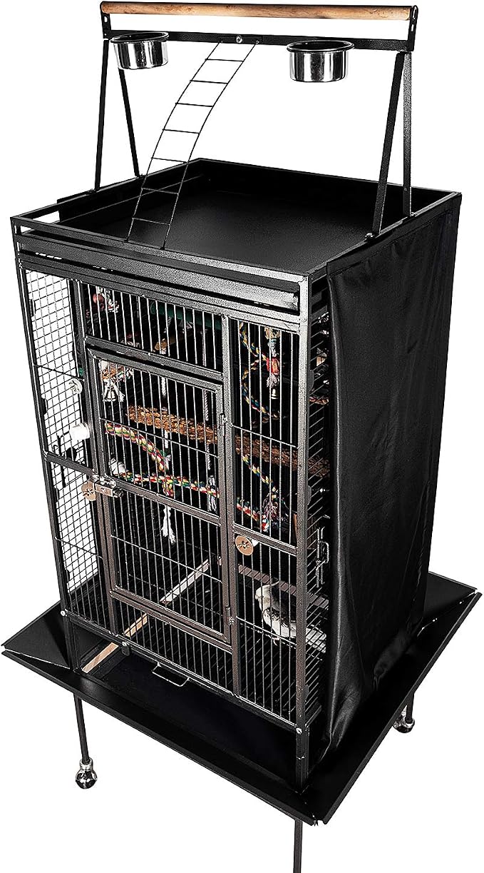 Colorday Good Night Bird Cage Cover for Large Bird Cage with Play Top (Patented), Black 68" - Image 4