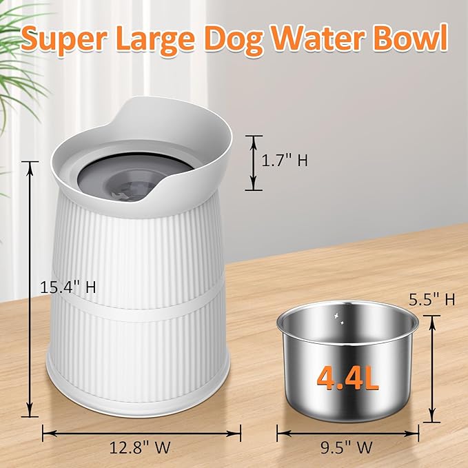 Salodal Elevated Dog Bowls Large Sized,15.4in High Raised Stand,4.4L No Spill Dog Water Bowl,Stainless Steel Bowl,Adjustable,Non-tip,Non-Slip, Water Dispenser for Large Medium Pets - Image 2
