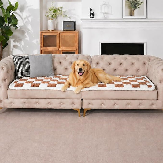 Pet Couch Cover for Dogs & Cats, Soft Flannel Non-Slip Couch Sofa Cover Protector, Dog Bed Sleeping Mat, Washable Reversible Anti-Slip Dog Bed for Small Medium Large Pets(27.6X82.67,Brown) by AMZWISE