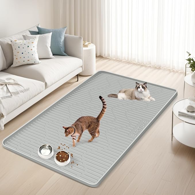 Silicone Cat & Dog Food Mat 50" x 34" Pet Feeding Mat for Food and Water | Extra Large Pet Foof Mat with Raised Edges, BPA-Free, Non-slip, Waterproof Bowl Mat for Small, Medium & Large Pets - Image 7