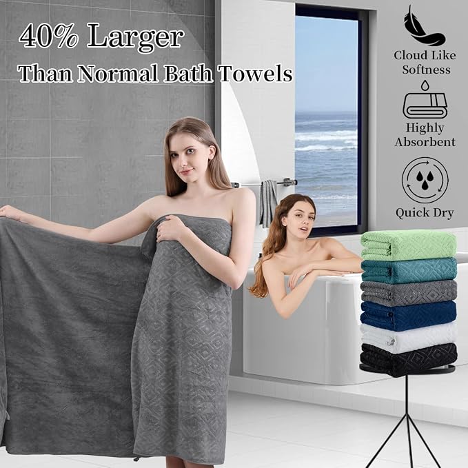Bath Towel Set of 4 Extra Large Bath Sheet 35"x70" Oversized Bath Towel Soft Microfiber Bathroom Towel for Adults Highly Absorbent Quick Dry Towel Set for Bathroom,Hotel,Shower Bath Sheet Towel Grey - Image 5