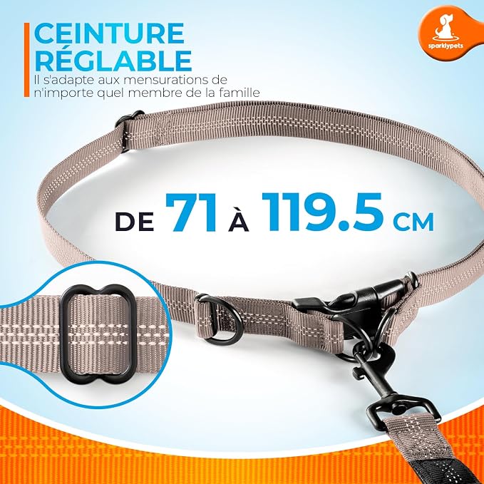 SparklyPets - Hands Free Dog Leash with Reflective Stitches - Waist Leash for Medium & Large Dogs Walking, Hiking, Training, Jogging, Canicross, Running - Image 5