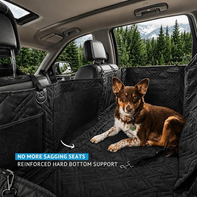 Bulldogology Hard Bottom Dog Seat Cover for Back Seat - Waterproof Backseat Extender for Dogs - Heavy-Duty Pet Hammock & Rear Protector for SUV Car Trucks - Non-Slip Dog Hammock with Platform - Image 2