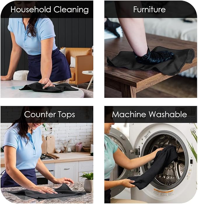 Avalon Towels Microfiber Cleaning Cloths (Value Pack of 12) - Size 12 x 12 Inches, Highly Absorbent Cleaning Rags, Lint Free, Reusable and Washable, Microfiber Towels for Cars - Image 4
