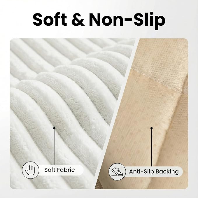 Non-Slip Sectional Couch Covers, Washable Pet Friendly Furniture Protector for Dogs Cats, Soft Thick Slipcover for L-Shaped Sofa (Sold by Piece, Not Set) (White, 27.6"x27.6") - Image 3