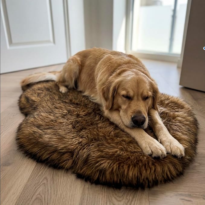 Faux Fur Orthopedic Dog Bed, Memory Foam, Brown 50"x30" | Plush Washable Dog Rug with Waterproof Machine Washable Cover, Calming for Anxious Senior Dogs, Relieves Joints - Image 3