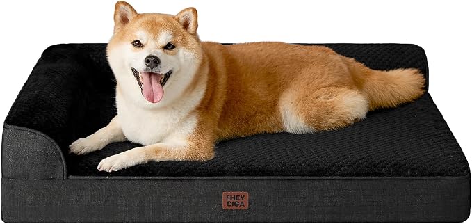 EHEYCIGA Memory Foam Dog Bed Large Size Dogs, Orthopedic Dog Bed Large with Washable Removable Cover, Waterproof Pet Sofa Couch with Nonskid Bottom, 36x27x6, Black by EHEYCIGA