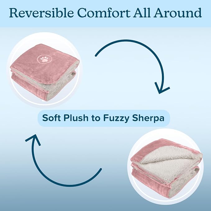 PETMAKER Dog Blanket - 60x80in Reversible Sherpa Blanket - Throw Blankets for Bed, Couch, Crate, or Car - Machine Washable Puppy Essentials (Pink) - Image 5