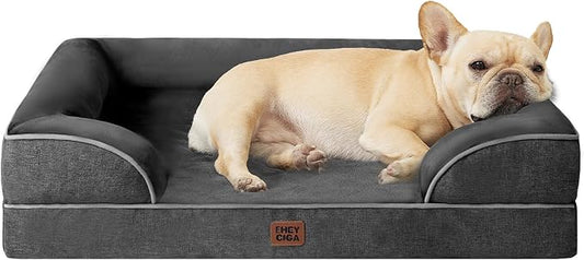 EHEYCIGA Orthopedic Dog Bed Medium Size Dog, Waterproof Washable Pet Beds | Non-Slip Bottom and Egg-Crate Memory Foam Dog Couch Bed with Washable Removable Cover, Dark Grey by EHEYCIGA