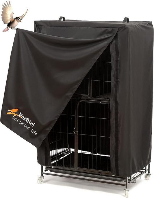 Large Bird Cage Cover Black Good Night Blackout Birdcage Cover | 31 x 21 x 52 inch,Durable Breathable Washable Material, Create Quiet Environmente by Perfitel-tellperfectlife