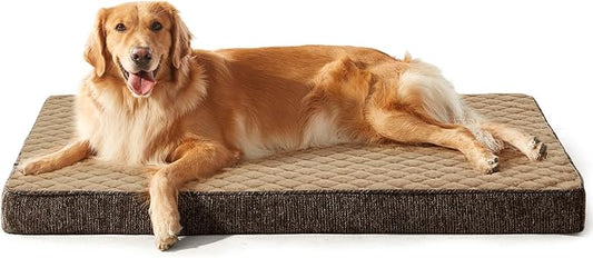 JOEJOY Orthopedic Dog Bed for Extra Large Dogs, Washable Dog Crate Bed Large Sized with Removable Cover, Egg Memory Foam Big Pet Beds, Brown, 47"x29" by JOEJOY