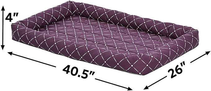 MidWest Homes for Pets 40242-PLD Quiet Time Couture Ashton Bolster Pet Bed, X-Large Dog/42, Plum - Image 2