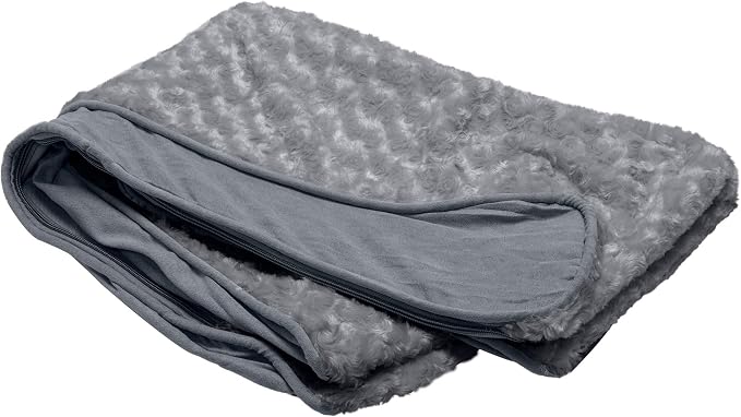 Furhaven Replacement Dog Bed Cover Ultra Plush Faux Fur & Suede Contour Luxe Lounger, Machine Washable - Gray, Medium by FurHaven