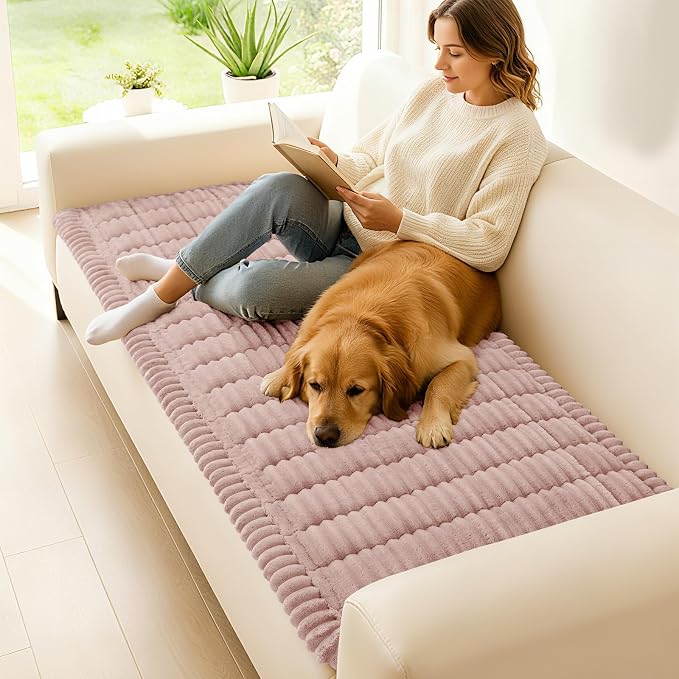 hyha Couch Cover for Dogs, Washable Non Slip Plush Flannel Sofa Protector | Thick Flannel, Silicone Anti-Slip Backing, Pet Hair & Scratch Protection, Fits Sofa & Loveseat (27.6" x 82.7") - Image 2