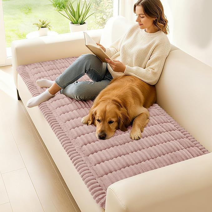 hyha Couch Cover for Dogs, Washable Non Slip Plush Flannel Sofa Protector | Thick Flannel, Silicone Anti-Slip Backing, Pet Hair & Scratch Protection, Fits Sofa & Loveseat (2 Pack 20" x 24") - Image 2