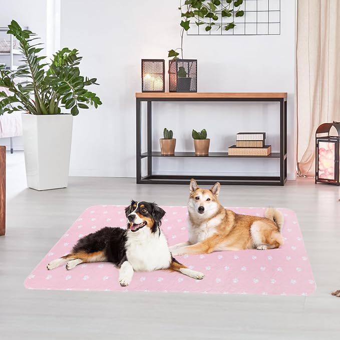 PUPTECK Washable Pee Pads for Dogs Dog Training Pads 2 Pack Pink 48x60 in | Reusable Puppy Potty Training Pads Whelping Mat Pet Food Feeding Mat Leakproof Fast Absorption Non-Slip for Couch, Crate - Image 9