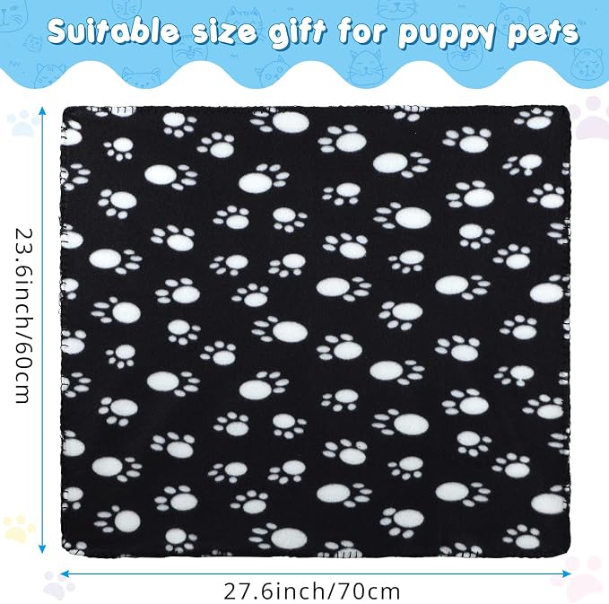 Eccliy 20 Pcs Puppy Blanket Pet Soft Fleece Dog Blankets Warm Felt Throw Sleep Mat Bed Covers for Doggie Puppy Pet Dogs Cat, 20 Styles(23.6 x 27.6 Inch,Paw) - Image 2