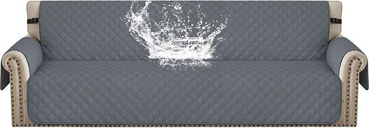 Waterproof Couch Cover for Pets Large, Sofa Covers for 3 Cushion Couch Washable, Non Slip Couch Covers for Dogs with Side Pockets, Quilted Couch Covers (Oversized Sofa, Dark Grey) by CYCMACOHOME