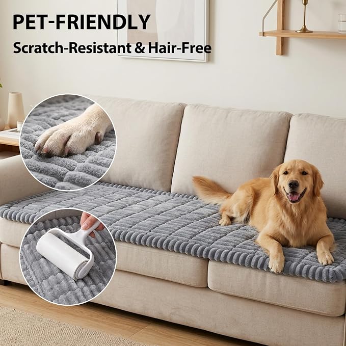 Fixwal Waterproof Flannel Dog Couch Cover, 27.6" x 47", Light Gray | Integrated TPU Barrier, Non-Slip Backing, Machine Washable, Pet Friendly, Easy Clean Pet Hair, Soft Sofa Cushion Protector - Image 6