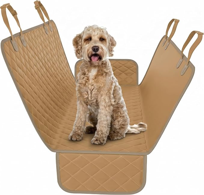 Active Pets Beige XL Dog Car Hammock Back Seat Cover, Waterproof Backseat Cover Protector for Truck Bench Rear of Sedans or SUVs, Essential Pet Supplies Vacuum or Wipe Clean, Machine Washable by ActivePets