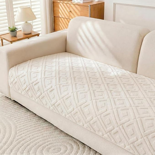KRFOONN Couch Cover for Dogs Non Slip Washable Plush Sofa Protector Beige | Pet Sofa Slipcovers for 2-3 Cushion Couch, Scratch Resistant, Boho Pet Covers for Couches & Sofas (35.5" x 63") by KRFOONN