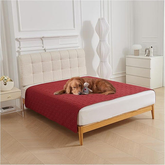 Waterproof Blanket Dog Bed Cover Non Slip Large Sofa Cover Dog Blanket for Couch Protection Pet Blanket for Furniture Bed Couch Sofa Reversible (Red,210 * 210cm) by OREZAUQS