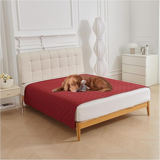 Waterproof Dog Bed Cover Non Slip Large Sofa Cover Dog Blanket for Couch Protection Pet Blanket for Furniture Bed Couch Sofa Reversible (Red, 210 * 260cm) by OREZAUQS