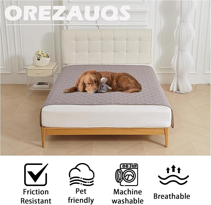 Waterproof Blanket Dog Bed Cover Non Slip Large Sofa Cover Dog Blanket for Couch Protection Pet Blanket for Furniture Bed Couch Sofa Reversible (Grey,100 * 127cm) - Image 2