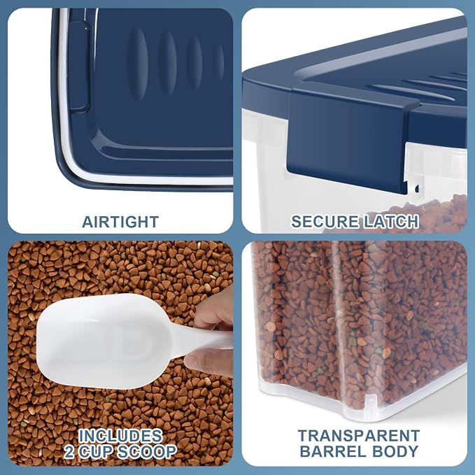 5-7Lbs Dog Cat Storage Container with Airtight Lids, With Locking Lids Plastic Bin PBA-Free for Pet food, Rice, Rice, Oatmeal, Bird Seeds, Flour, Dried Fruits, Easy to Carry and Clean-Cool Blue - Image 5