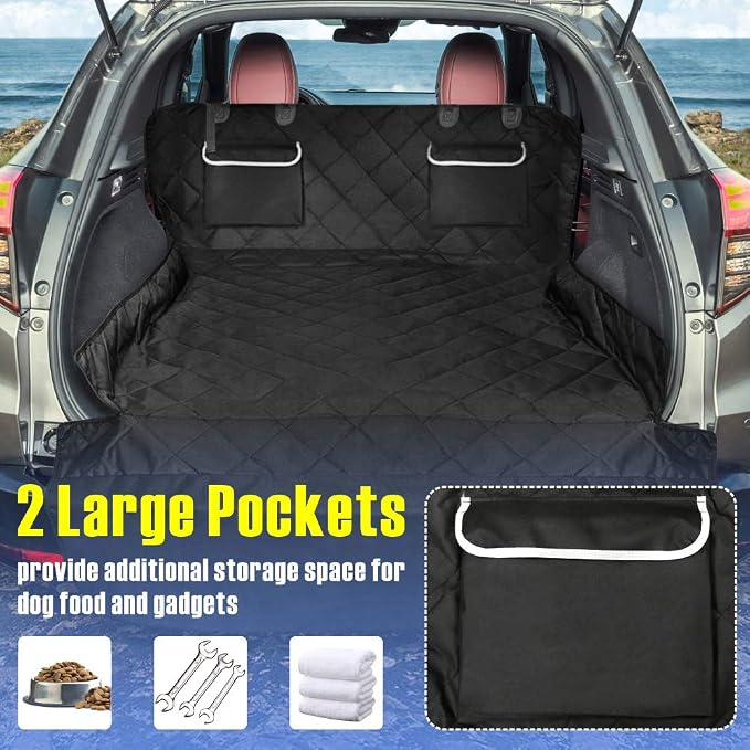 F-color SUV Cargo Liner for Dogs - Heavy Duty Cargo Cover for Mid-Size SUVs | Water Resistant, Bumper Flap, Non-Slip Mat, Car Trunk Dog Car Seat Cover Prevents Scratches Pet Hair Mud Dirt for Sedans Vans - Image 4