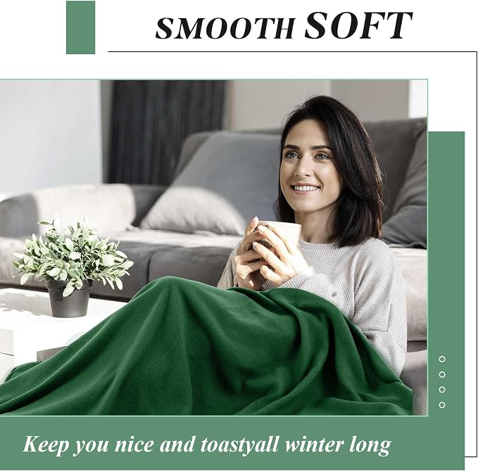 Newwiee 48 Pcs Bulk Fleece Throw Blankets 50'' x 60'' Oeko-tex Standard 100 Certified for Outdoor Wedding Guest Blankets Donation Homeless Sleepover Lap Pet Sofa, All Seasons Use (Green) - Image 6