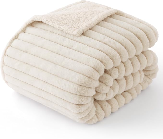 Bedsure ComfyFleece™ Waterproof Dog Blankets for Small Dogs,25x35 Cream | Soft Plush Puppy Cat Blanket, Washable Corduroy Fleece,Cozy Calming Reversible Furniture Protector Indoor for Pet Kitten by Unknown