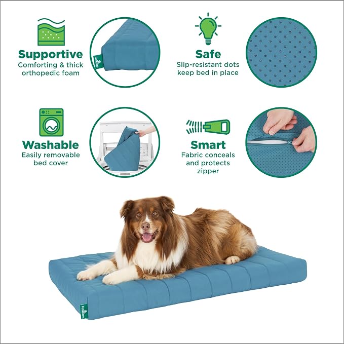 Furhaven Orthopedic Dog Bed – Puffy Quilted Foam Mattress with Removable Washable Cover, Soft & Supportive for Kennels & Crates - X-Large, Lagoon - Image 8