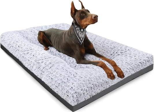POCBLUE Deluxe Washable XXL Dog Bed for Large Dogs Dog Crate Mat 47 Inch Comfy Fluffy Kennel Pad Anti-Slip for Dogs Up to 110 lbs, 47" x 29", Grey by POCBLUE