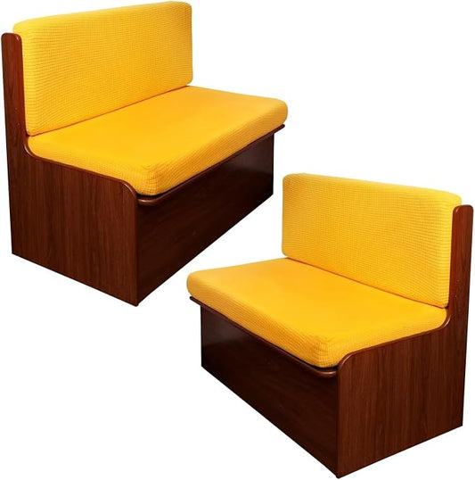 NILUOH RV Dinette Cushion Covers,Jacquard Camper Cushion Slipcovers Replacement Sofa Cushions Washable Loveseat Slipcovers for Travel Trailer Couch (2 Bench Cover & 2 Backrest Cover, Yellow) by NILUOH