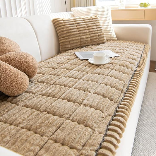 vctops Striped Couch Cover Super Soft Corduroy Sectional Sofa Cover Washable Non Slip Sofa Slipcover Furniture Protector for Kid Dog Pet,1 Piece (Coffee,35"x47") by vctops