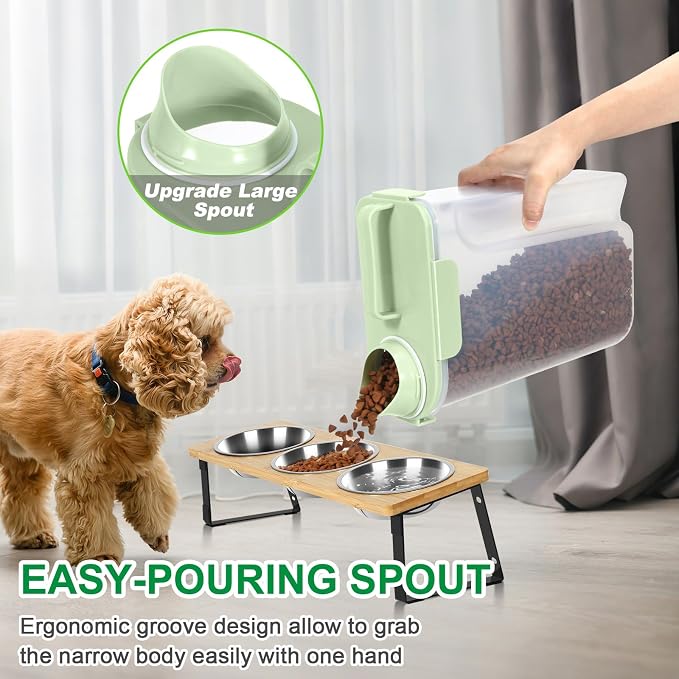 TBMax Cat Dog Food Storage Container 5 to 7 lbs, Secondary Pet Food Storage Beyond a Large Dog Food Bin for Daily Use, Easy-Pouring Bird Seed Dispenser, Travel Kibble Container for Outdoor-Light Green - Image 2