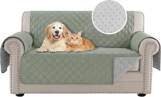 PrinceDeco Loveseat Covers for 2 Cushion Couch Modern Sofa Covers Water Resistant and Washable Thick Soft Couch Cover for Dogs Anti-Slip Sofa Cover Seat Width to 48"(Loveseat, Sage) by PrinceDeco