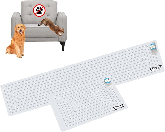 SEERWAY 2-Pieces Pet Training Mat with 3 Modes, Electric Scat Mat for Dogs & Cats | Indoor Shock Pad to Keep Pets Off Furniture, Couch, Sofa, Countertop (60"x12" + 22"x14") by SEERWAY