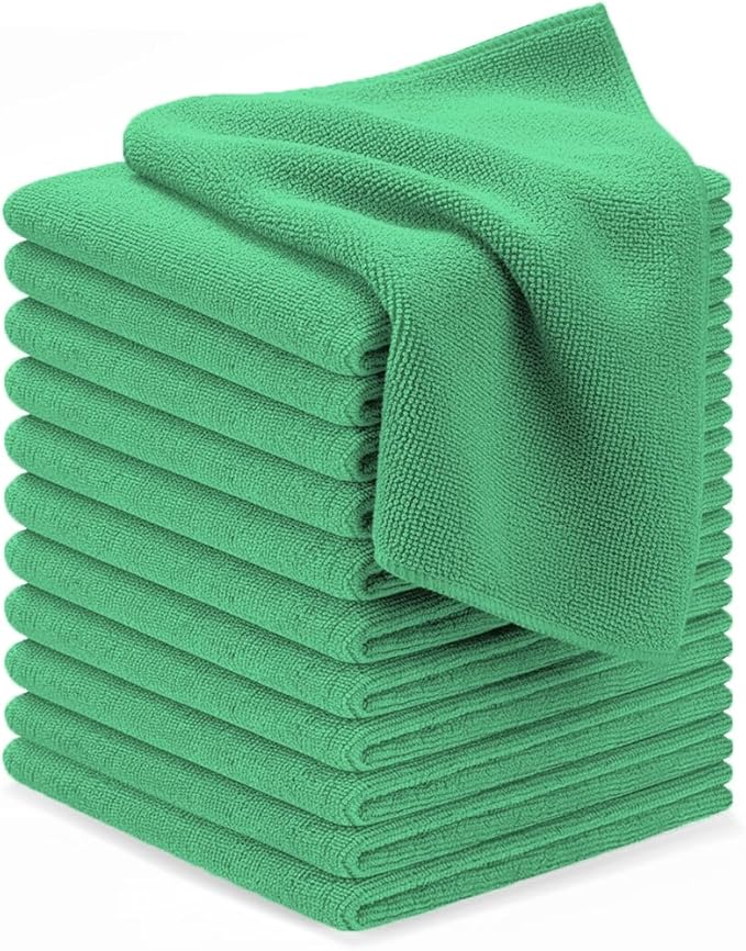 Avalon Towels Microfiber Cleaning Cloths (Value Pack of 12) - Size 12 x 12 Inches, Highly Absorbent Cleaning Rags, Lint Free, Reusable and Washable, Microfiber Towels for Cars by AvalonTowels