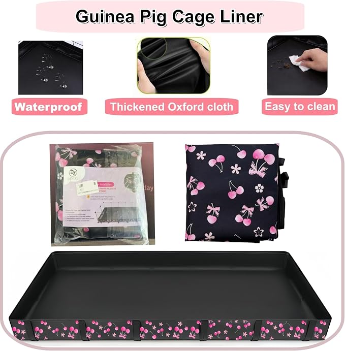 DZWLKJ Waterproof Guinea Pig Cage Liner,Washable Tarp Bottom Base,Cherry Graphic,48"x72", Reusable for Rabbit, Chinchilla, Hedgehog, Ferret & Other Small Animals. - Image 6