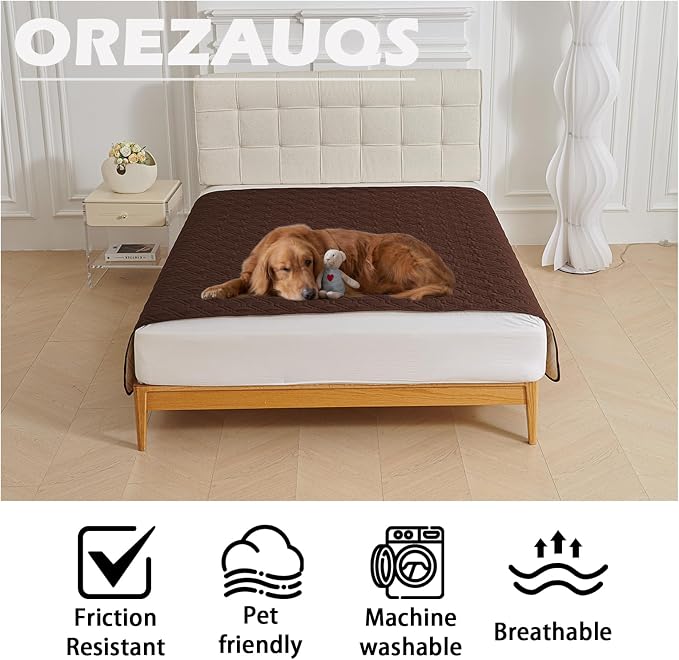 Waterproof Blanket Dog Bed Cover Non Slip Large Sofa Cover Dog Blanket for Couch Protection Pet Blanket for Furniture Bed Couch Sofa Reversible (Brown,170 * 210cm) - Image 2