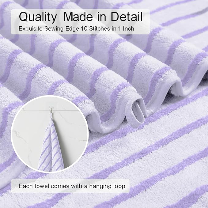 Mistyrose Bath Towels,4 Pack Purple 35"x70" Large Bath Towels Microfiber Absorbent XL Bath Sheets Super Soft Towels for Bathroom Quick Dry Oversized Shower Towels for Family Hotel Spa Gym - Image 4