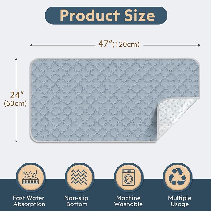 FunFurry Washable Guinea Pig Cage Liner - 4 Pack Reusable Washable Pee Pads，Waterproof Guinea Pig Bedding for Small Animal - Rabbit Bunny Hamster Puppy (Light Grey, 24" X 47" - 4 Pack) - Image 2