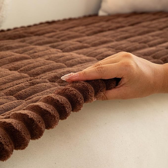 vctops Striped Couch Cover Super Soft Corduroy Sectional Sofa Cover Washable Non Slip Sofa Slipcover Furniture Protector for Kid Dog Pet,1 Piece (Brown,27"x82") - Image 6